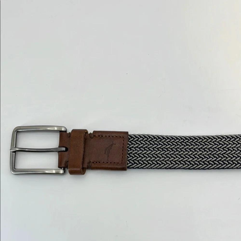 Tommy Bahama Stretch Braided Blue/Gray & Brown Leather Belt Men’s L/XL (38